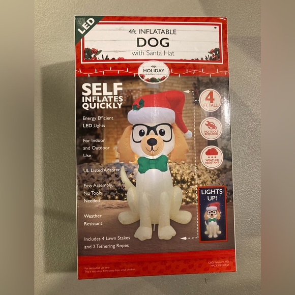 NEW Inflatable Dog Short Haired Havanese 4FT Light Up Indoor Holiday - Picture 1 of 2